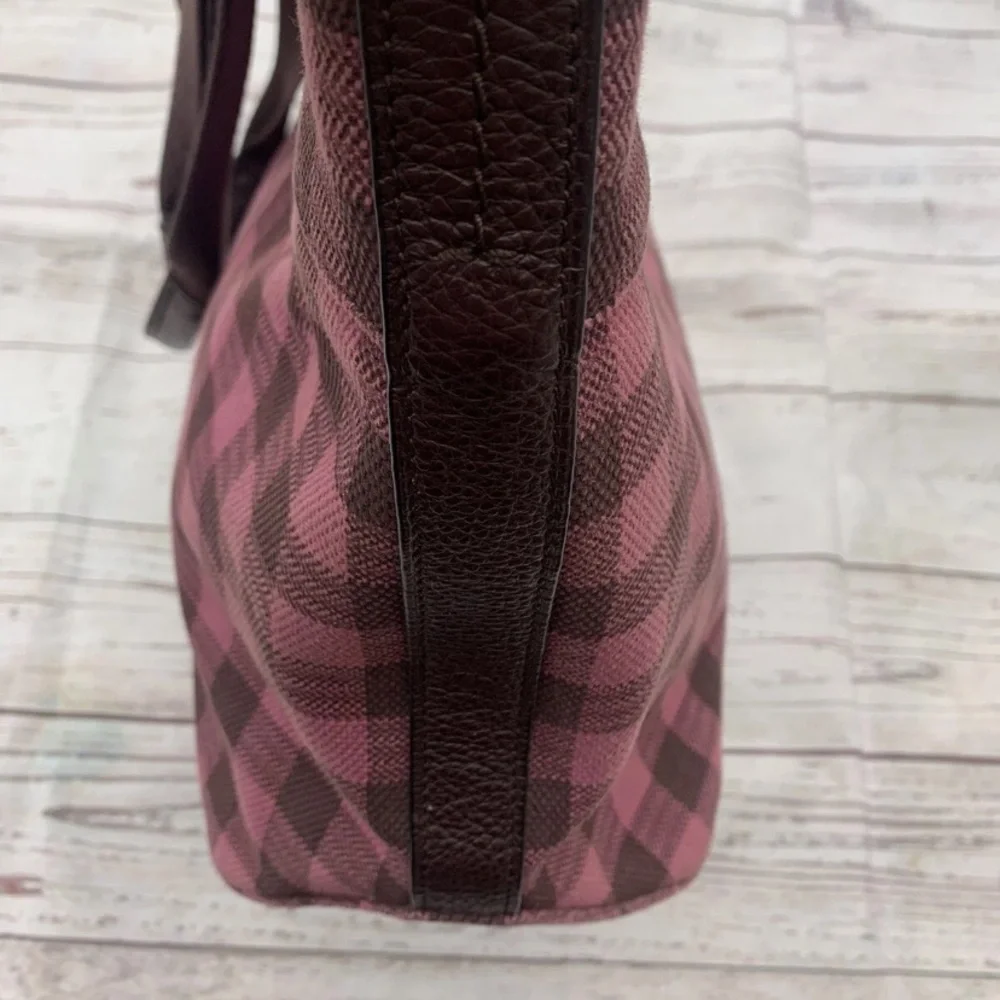 Coach Gingham Pink Tote Bag With Coach Leather Tag - Picture 4 of 14